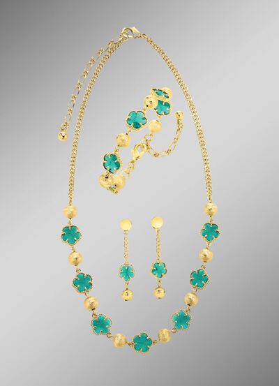 Sieradenset, 3-delig, met bloemmotief 