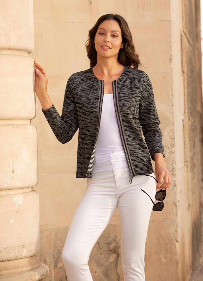 Blousejasje met glanzende bies 