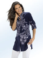 Lange blouse met bloemdessin MARINE-ECRU