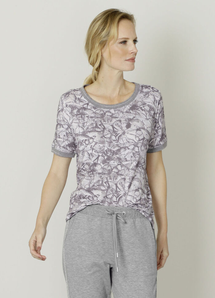 Shirt met sportieve geribde manchetten 