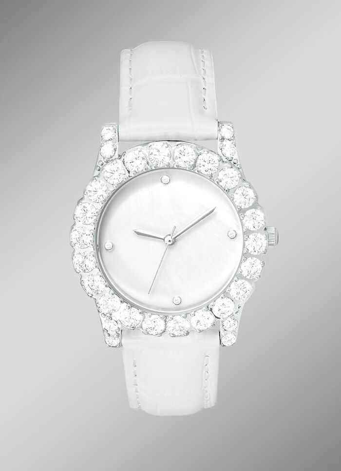 Dameshorloge met parelmoer-inzet als wijzerplaat 