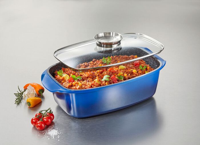 Extra hoge braadpan van gegoten aluminium van King met antiaanbaklaag BLAUW