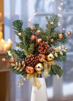 Dennentak, set van 2, met goudkleurige bolletjes en appels 