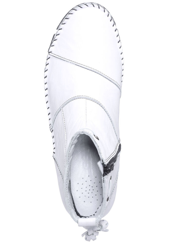 Gemini mocassin enkellaarsjes van rundnappaleer met een gerimpelde structuur WIT