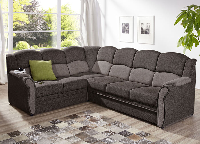 Deels massief gestoffeerd meubel BRUIN-CAMEL