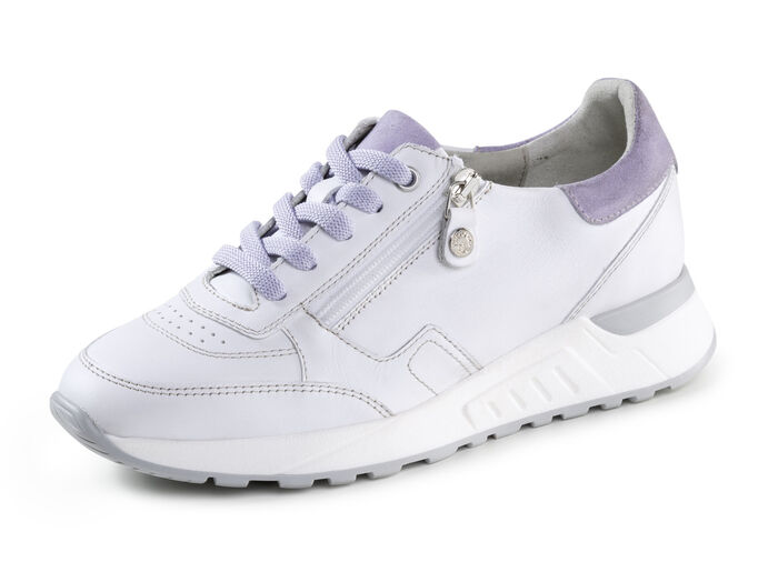 ELENA EDEN veterschoen van nappaleer met su&egrave;de details WIT-LILA