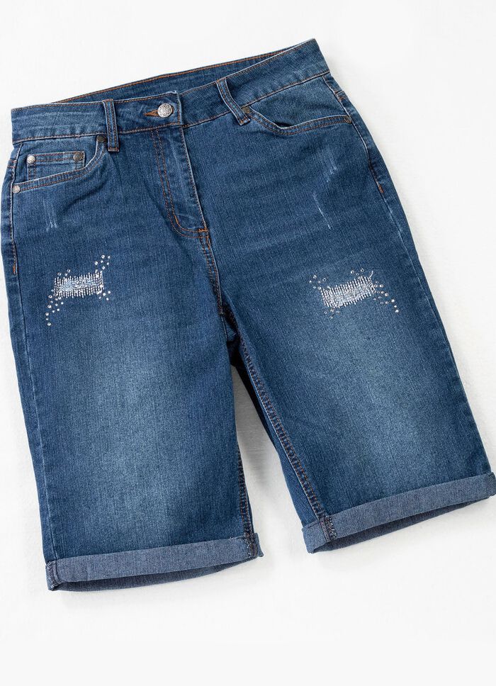 Jeansbermuda's met geweldige used-effecten 