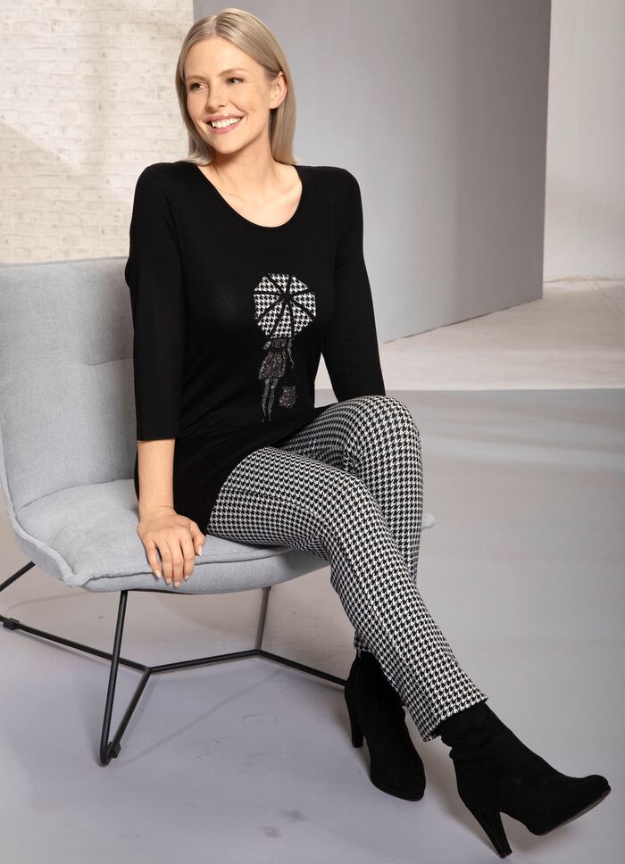 Broek met trendy pied-de-poule dessin 