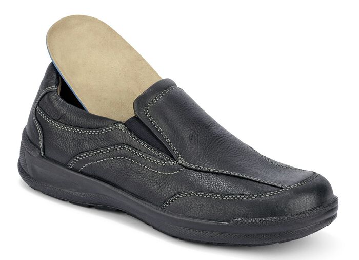 GINO GALANTE, klassieke herenpantoffels, met uitneembaar voetbed ZWART