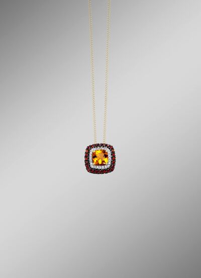 Betoverende hanger met diamanten, citrien en granaat 