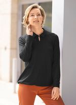 Poloshirt met lusknoopsluiting in 2 kleuren ZWART