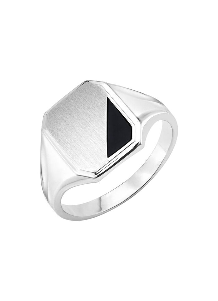 Elegante herenring met zwarte agaat 