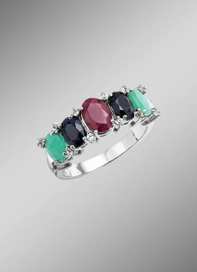 Kleurrijke elegantie: damesring met echte edelstenen 