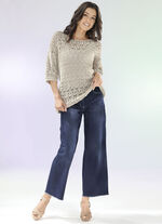 Jeans met modieuze beenwijdte DONKERBLAUW