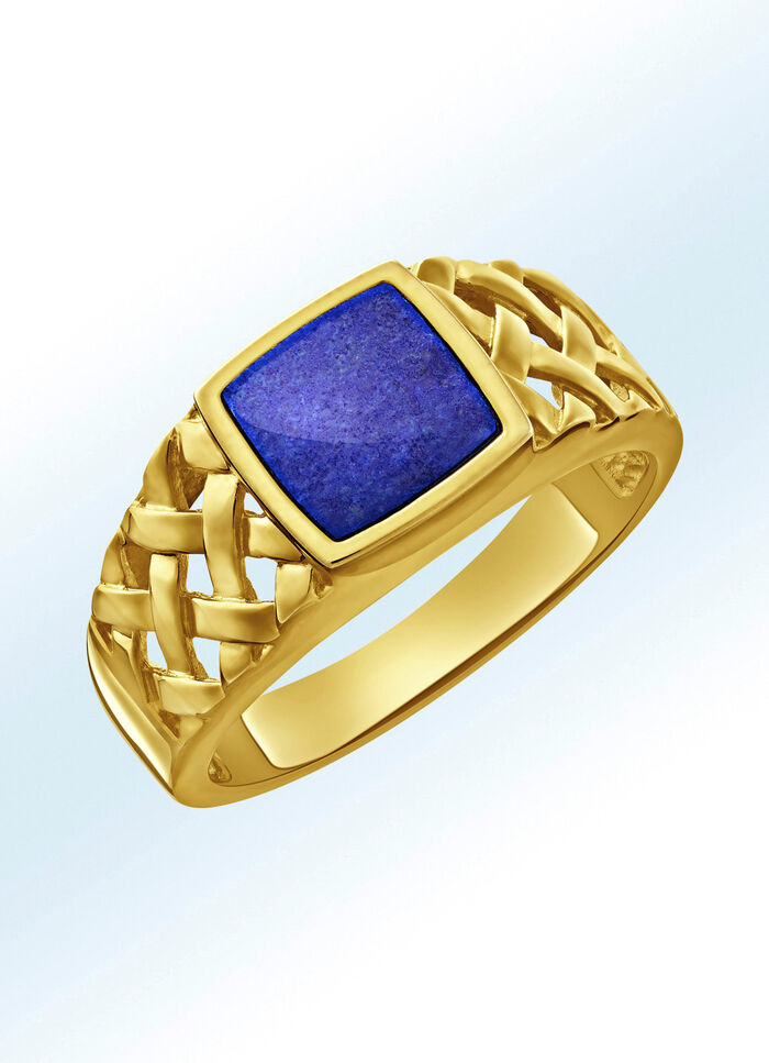 Chique herenring met echte lapis lazuli 