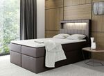Boxspringbed met led-verlichting en bedlade BRUIN