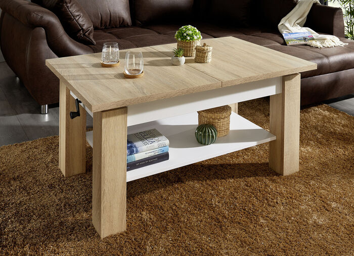 Uitschuifbare salontafel EIKENHOUT SONOMA-WIT