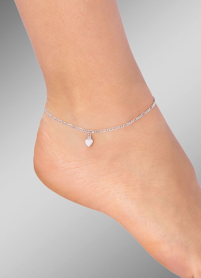 Delicaat Figaro enkelbandje met hartje hanger 