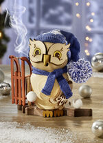 Rokende uil van hout, gemaakt in het Erzgebirge 