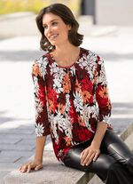 Shirt met mooie plooien in 2 kleuren ROOD-ZWART-ABRIKOOS