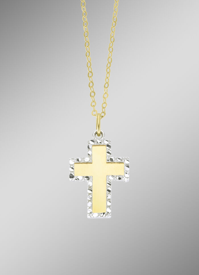 Geweldige tweekleurige kruishanger met ankerketting 