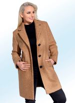 Korte jas in 2 kleuren met een trendy gekrulde look ZAND