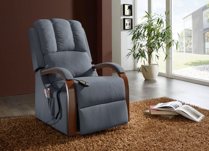 Relaxfauteuil met 2 motoren en opstahulp LICHTGRIJS