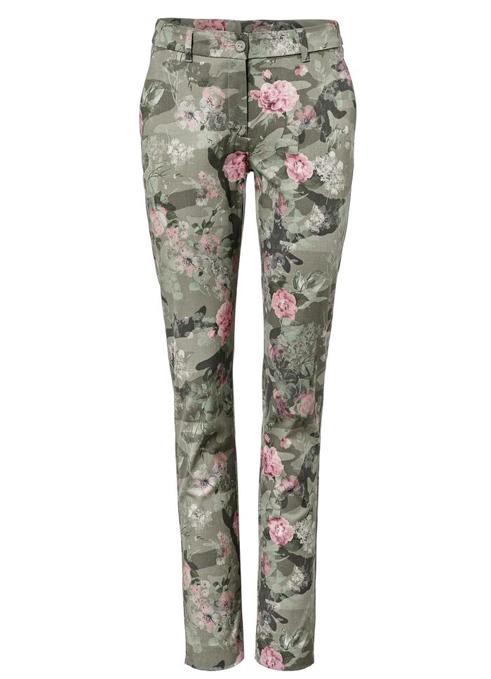 Broek met trendy dessin OLIJF-KAKI-ROSÉ