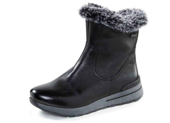 Caprice, gevoerde dames enkellaarsjes, winterschoenen, breedte H, met uitneembaar voetbed ZWART