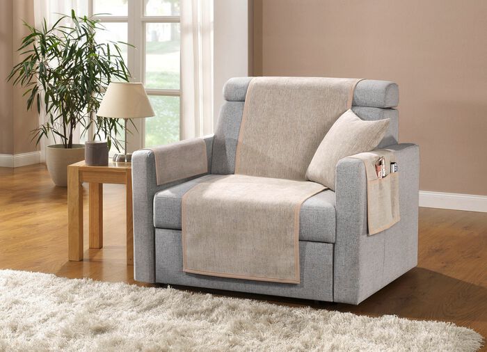 Antislip fauteuil-, bank- en armleuningbeschermers met vlekbescherming NATUREL