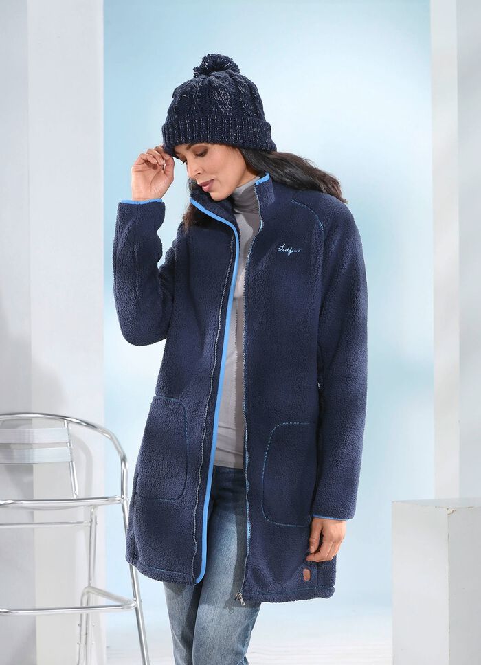 Korte jas met gebonden pluche binnenkant 