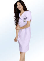 Set van twee nachthemden met knoopsluiting, bies en ronde split 