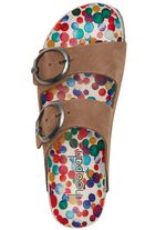 Andrea Conti muiltjes met kleurrijk bedrukt leren voetbed BRUIN