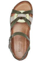 Gemini, klassieke damessandalen, breedte G, met elastische band KHAKI KLEURRIJK