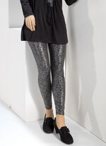 Mooie glanzende legging ZWART-ZILVERKLEURIG