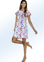 Nachtjapon met ruches en korte mouwen 