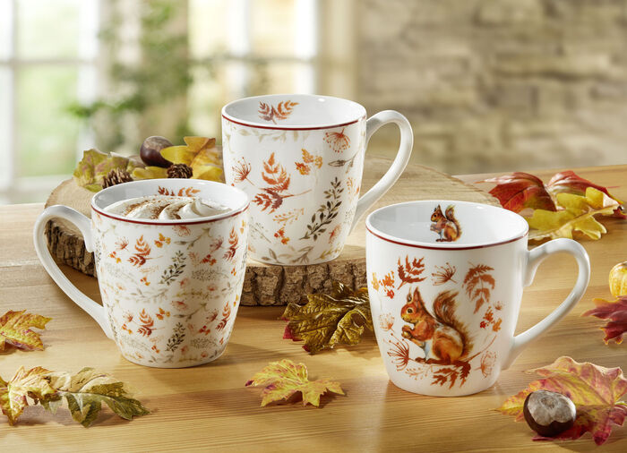 Mokken met handvat, set van 3, gemaakt van hoogwaardig porselein 