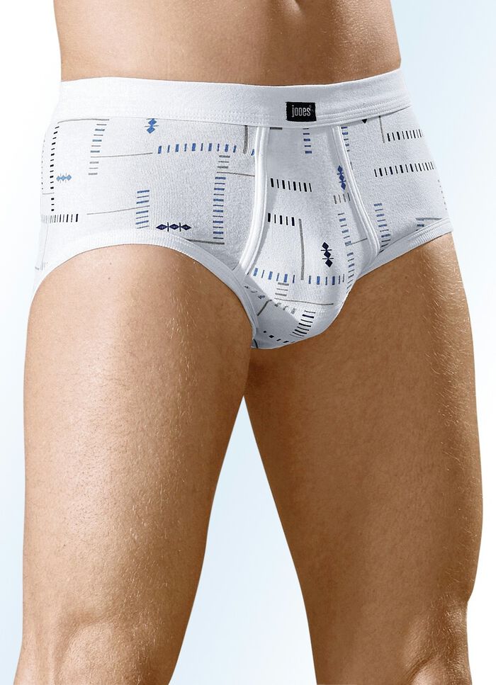 Set van vier slips van fijne ribstof, met gulp, met bont dessin 