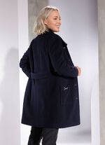 Korte jas met zilverkleurige decoratieve applicaties op de zakken 