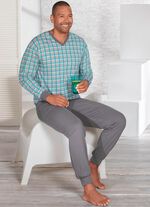 Pyjama, met V-hals en ribboorden 