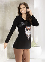 Overhemd met zwarte imitatie nappa leren inzet in 2 kleuren ZWART