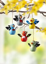 Houten vogelhanger, set van 5 