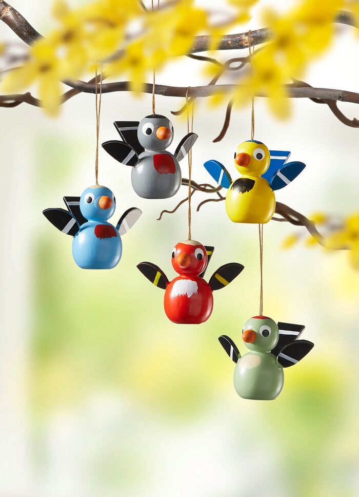 Houten vogelhanger, set van 5 