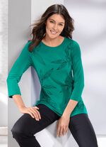 Shirt met geplaatste zwarte opdruk in 2 kleuren SMARAGD