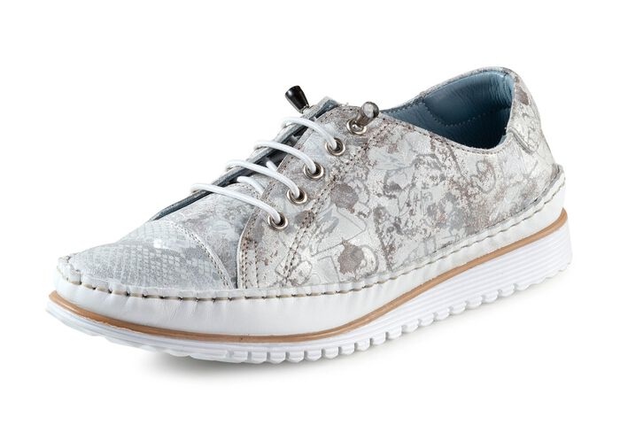 Andrea Conti mocassinpantoffels met metallic glans ZILVERGRIJS