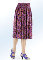 Rok met een figuurvriendelijke, gesmokte pas ZWART-ORANJE