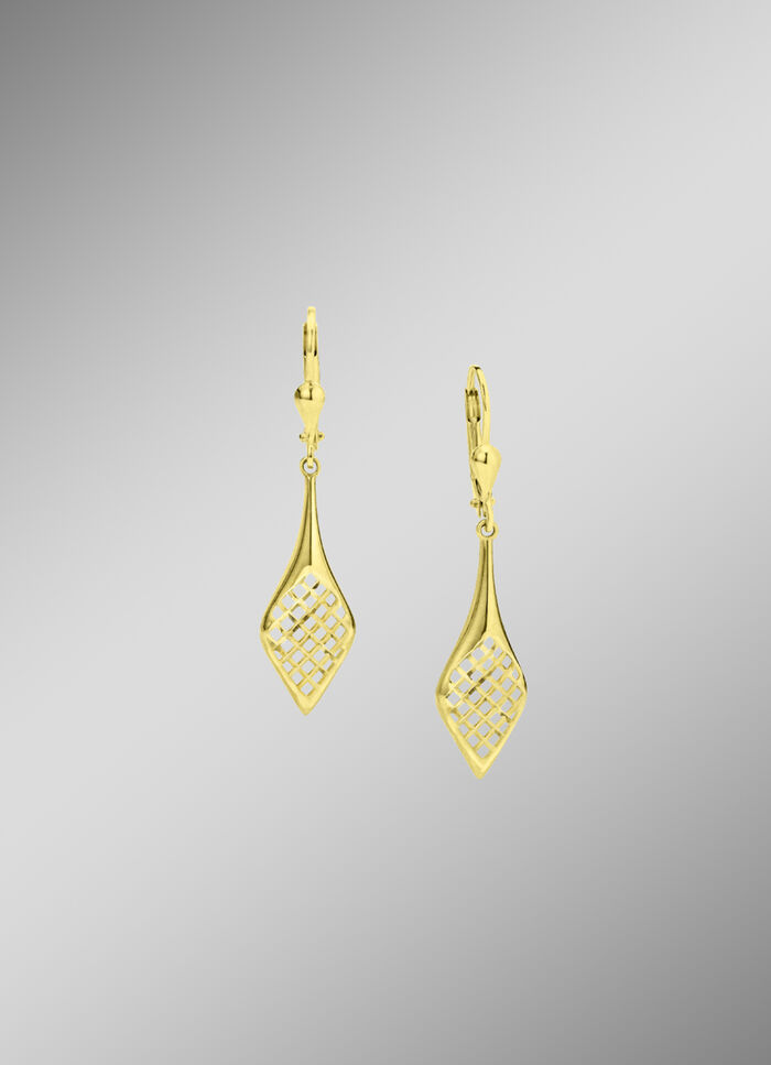 Beweegbare, opengewerkte en glanzende oorbellen 