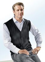 Gilet in 3 kleuren, met doorlopende knopenlijst 