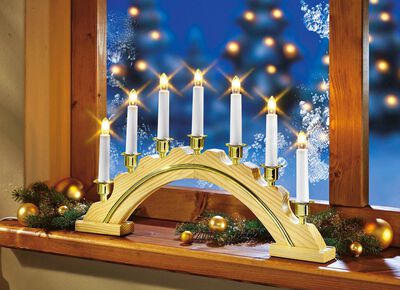 Houten boog, 7 lampen 