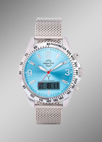Draadloos herenhorloge met functies in turquoise
 